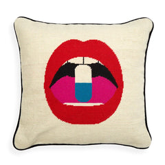 Almohada de bordado de dosis completa de labios - Por Pedido