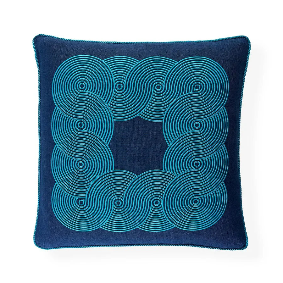 Almohada Pompidou con borde azul - Por Pedido