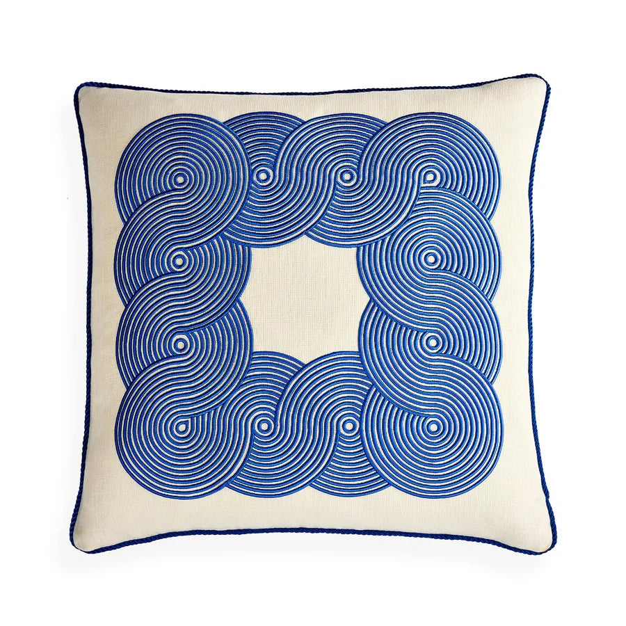 Almohada Pompidou con borde cobalto - Por Pedido
