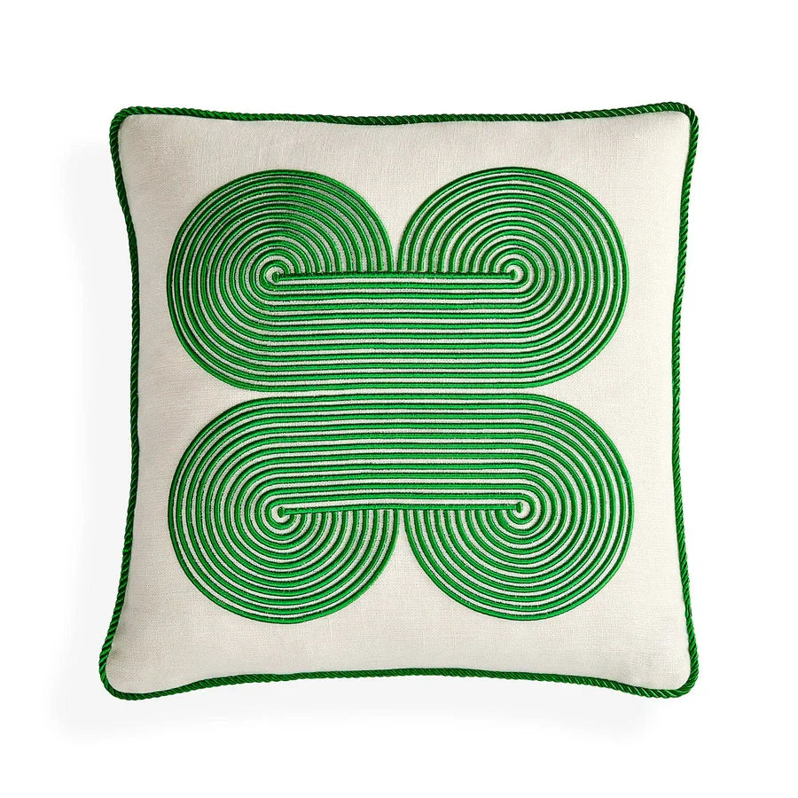 Almohada Quatrefoil Verde Pompidou - Por Pedido