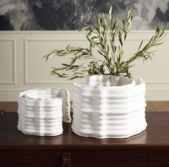 Jarrones Duo estampados Crescent - Blanco mate