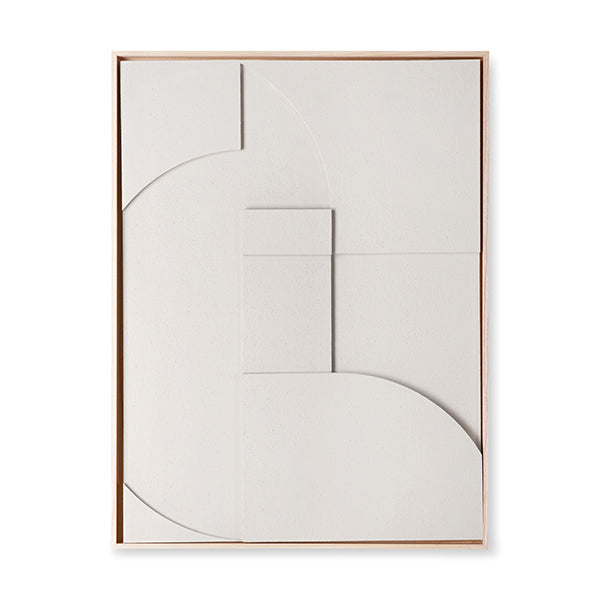 Framed Relief Art Panel White D