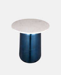 Mesa auxiliar de cristal azul